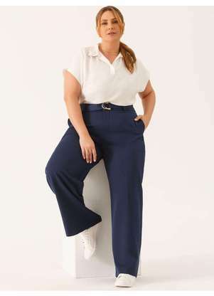 Principessa - Blusa Manga Curta Decote V em Viscose Plus Size Off White Soraya - PRINCIPESSA
