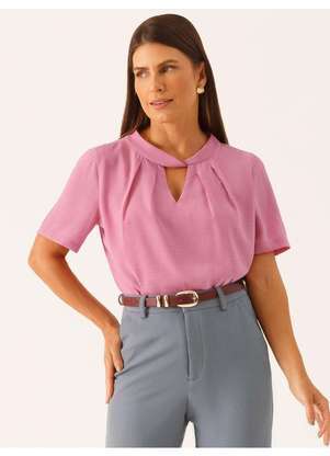Principessa - Blusa Manga Curta em Chiffon Rosa Eliana - PRINCIPESSA