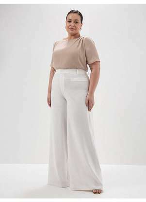 Principessa - Blusa Manga Curta em Crepe Plus Size Nude Lucimara - PRINCIPESSA
