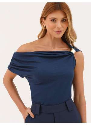 Principessa - Blusa Manga Curta em Malha de Viscose Marinho Mariel - PRINCIPESSA