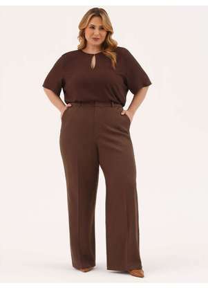 Principessa - Blusa Manga Curta em Viscose Plus Size Marrom Giuli - PRINCIPESSA