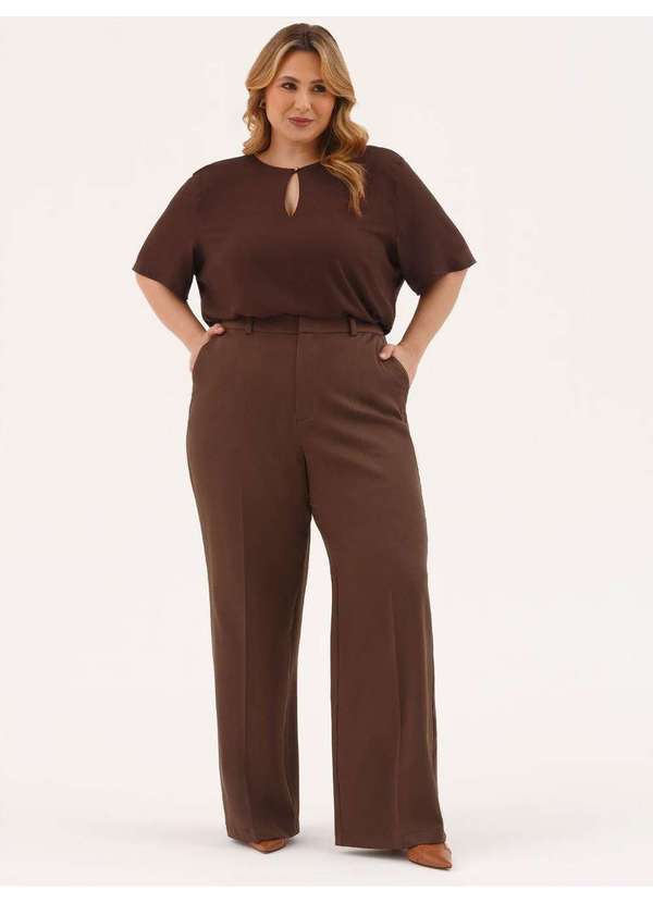 Principessa - Blusa Manga Curta em Viscose Marrom Giuli 2