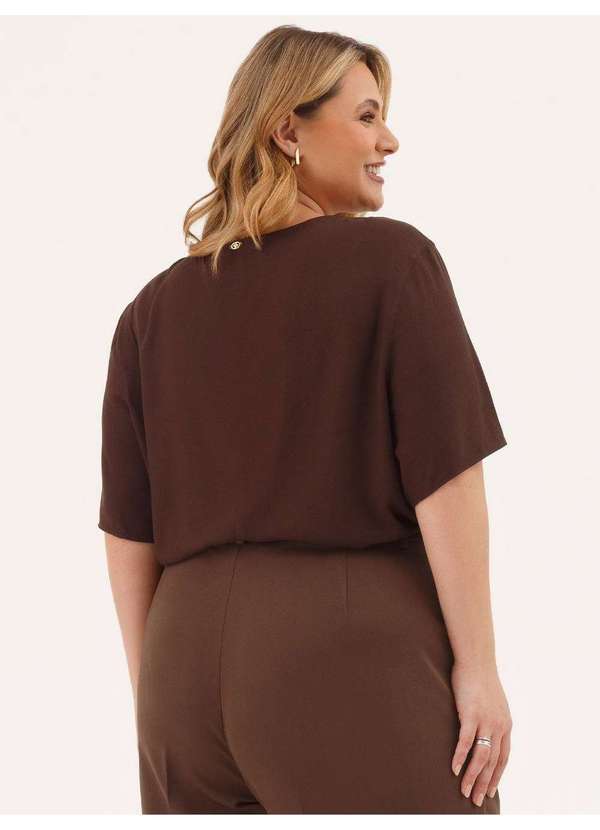 Principessa - Blusa Manga Curta em Viscose Marrom Giuli 5