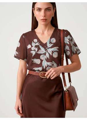 Principessa - Blusa Manga Godê em Crepe Estampado Floral Alba - PRINCIPESSA