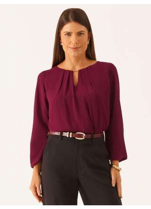 Principessa - Blusa Manga Longa em Crepe Vinho Eliandra - PRINCIPESSA