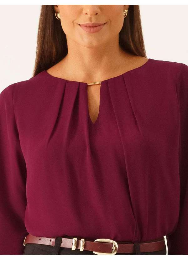 Principessa - Blusa Manga Longa em Crepe Vinho Eliandra 3