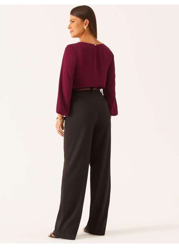Principessa - Blusa Manga Longa em Crepe Vinho Eliandra 4