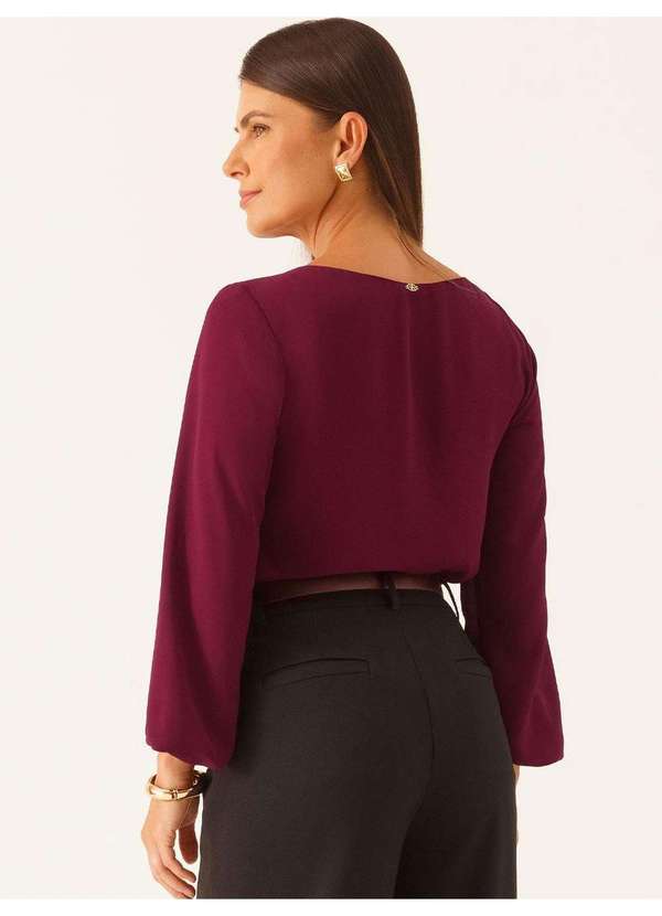 Principessa - Blusa Manga Longa em Crepe Vinho Eliandra 5