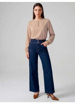 Principessa - Blusa Manga Longa em Viscose Bege Anya - PRINCIPESSA