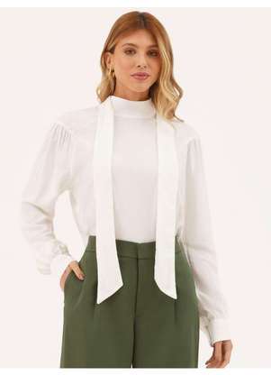 Principessa - Blusa Manga Longa Regular em Viscose Off White Ophelia - PRINCIPESSA
