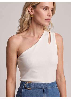 Principessa - Blusa Ombro Só em Malha Canelada Off White Domitila - PRINCIPESSA