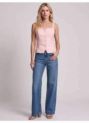 Principessa - Blusa sem Manga Alfaiataria com Amarração Rosa Claro Florina - PRINCIPESSA