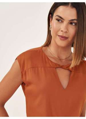 Principessa - Blusa sem Manga Viscose com Torção no Decote Canela Olinda - PRINCIPESSA