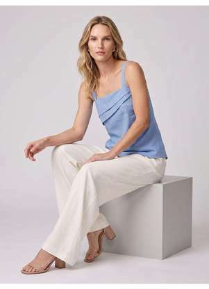 Principessa - Blusa sem Mangas com Detalhe no Decote Azul Sereno Florencia - PRINCIPESSA