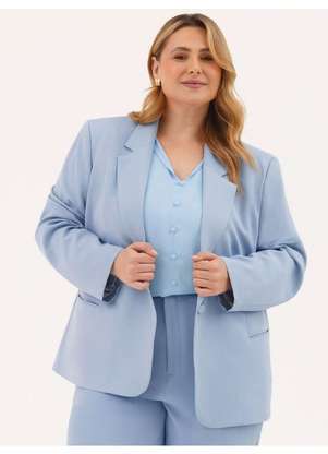 Principessa - Blusa Manga Longa Regular em Crepe Plus Size Azul Claro Lari - PRINCIPESSA