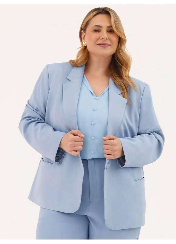 Principessa - Camisa Manga Longa Regular em Crepe Azul Claro Lari 2