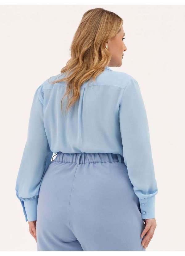 Principessa - Camisa Manga Longa Regular em Crepe Azul Claro Lari 6