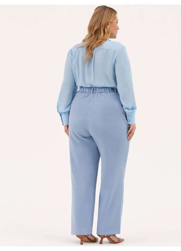 Principessa - Camisa Manga Longa Regular em Crepe Azul Claro Lari 7