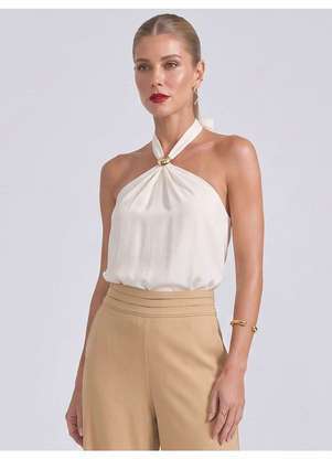 Principessa - Regata Cava Americana com Aviamento Off-White Rosélia - PRINCIPESSA