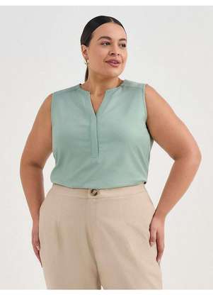 Principessa - Regata de Viscose Plus Size Verde Sálvia Briana - PRINCIPESSA