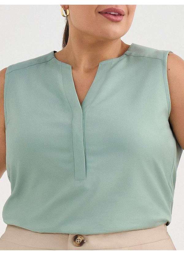 Principessa - Regata de Viscose Plus Size Verde Sálvia Briana 3