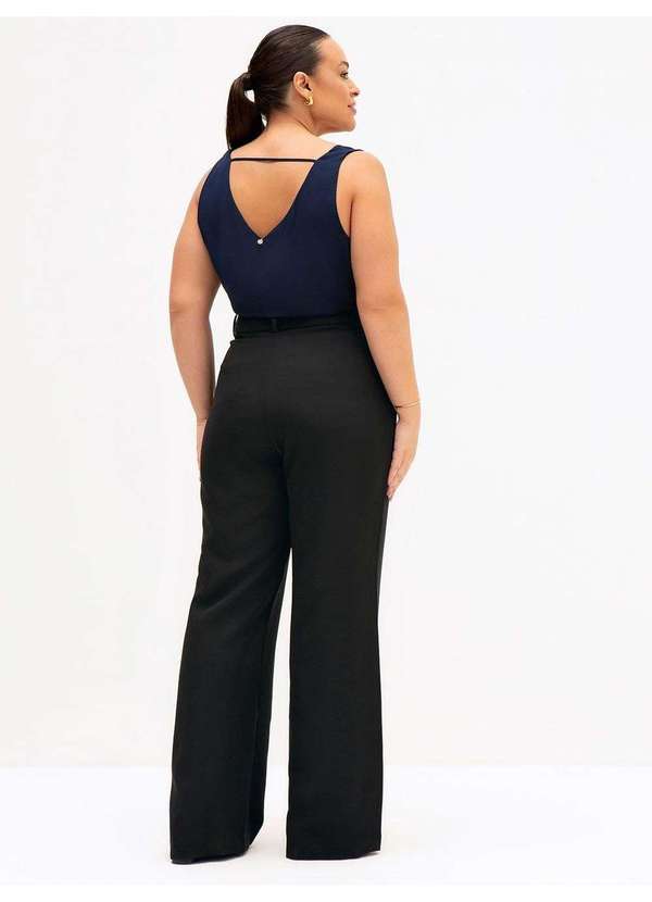 Principessa - Regata Feminina Decote V Plus Size Marinho Mirele