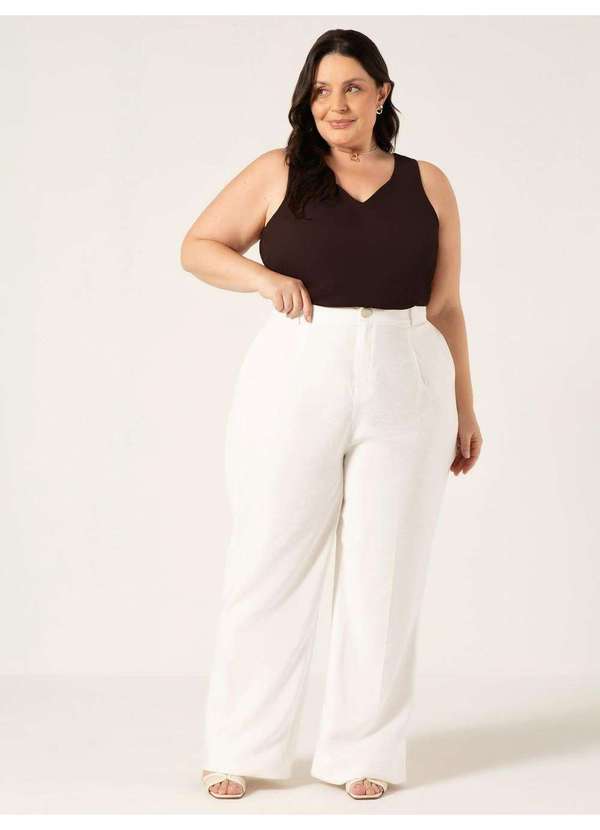 Principessa - Regata Feminina Decote V Plus Size Marrom Mercia 2