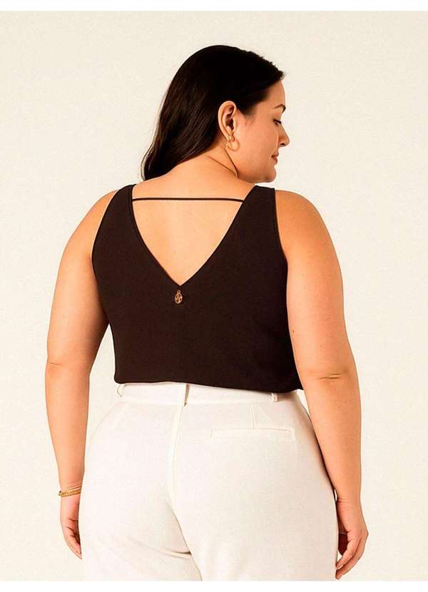 Principessa - Regata Feminina Decote V Plus Size Marrom Mercia 6