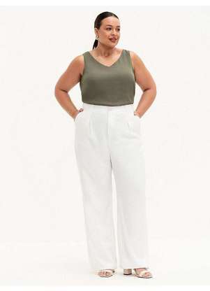 Principessa - Regata Feminina Decote V Plus Size Verde Oliva Sinara - PRINCIPESSA