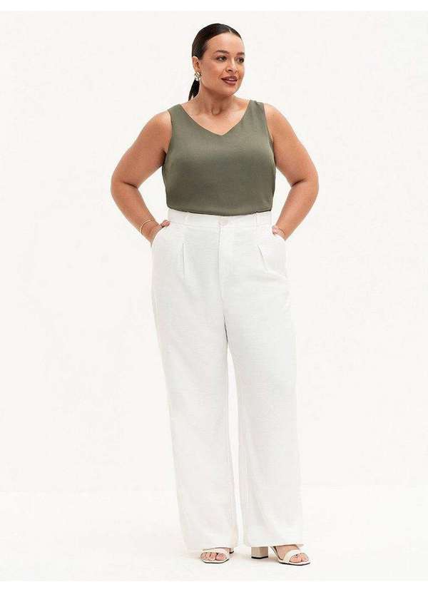 Principessa - Regata Feminina Decote V Plus Size Verde Oliva Sinara 2