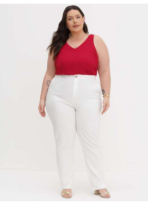 Principessa - Regata Feminina Decote V Vermelho Clarine 2