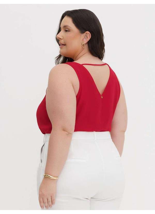 Principessa - Regata Feminina Decote V Vermelho Clarine 3