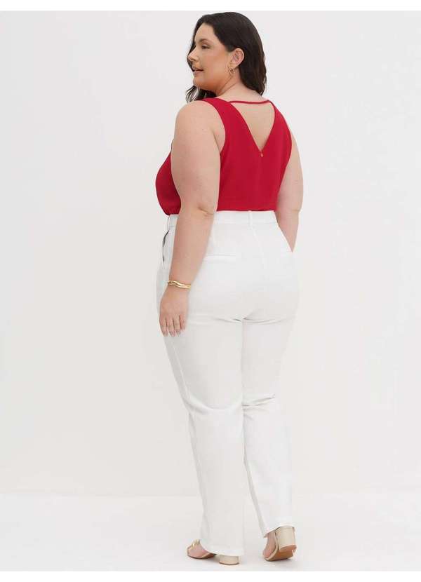 Principessa - Regata Feminina Decote V Vermelho Clarine 4