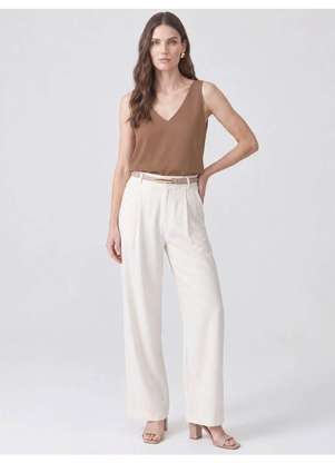 Principessa - Regata Feminina em Crepe Decote V Mocha Mousse Lucia - PRINCIPESSA