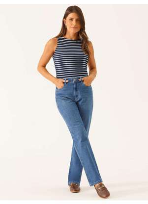 Principessa - Regata Malha Canelada em Viscose Marinho X Branco Eloisa - PRINCIPESSA