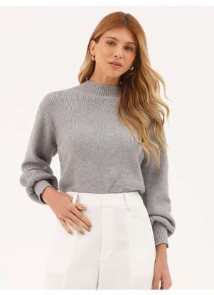 Principessa - Suéter de Tricot Gola Redonda Cinza Ana Flávia - PRINCIPESSA