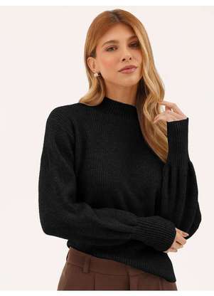 Principessa - Sueter de Tricot Gola Redonda Preto Ana Flávia - PRINCIPESSA