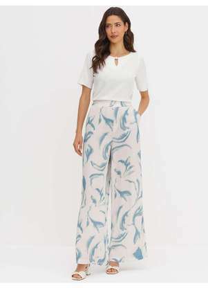 Principessa - Calça Pantalona em Viscose Estampada Magda - PRINCIPESSA