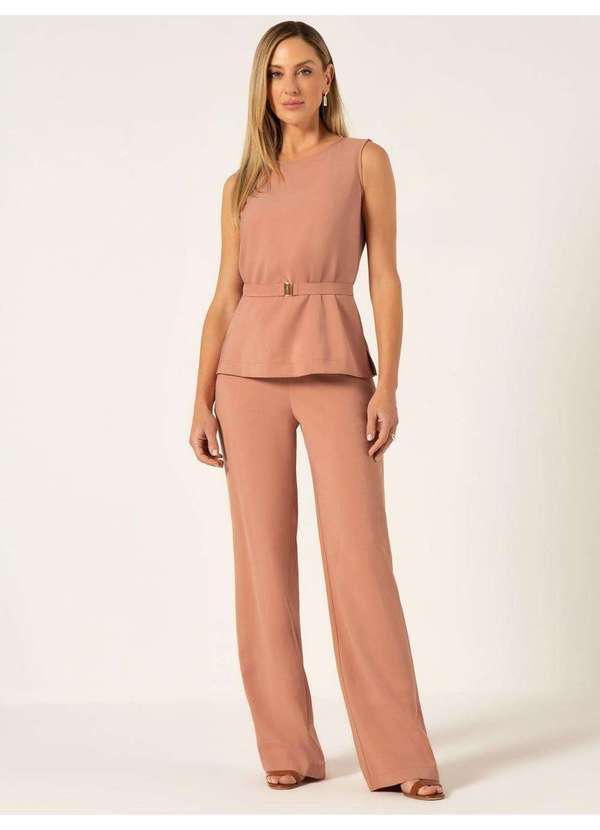 Principessa - Calça Wide Leg Alfaiataria Rosa Vintage Keila