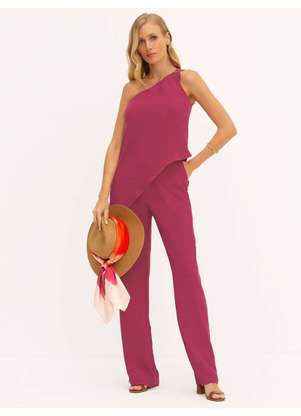 Principessa - Calça Wide Leg Crepe Rosa Hanna - PRINCIPESSA