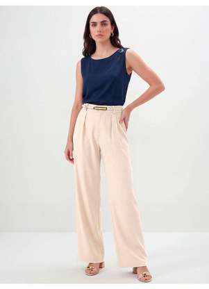 Principessa - Calça Pantalona de Alfaiataria Creponada Aveia Glicia - PRINCIPESSA