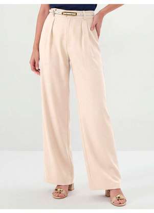 Principessa - Calça Pantalona de Alfaiataria Creponada Aveia Glicia - PRINCIPESSA