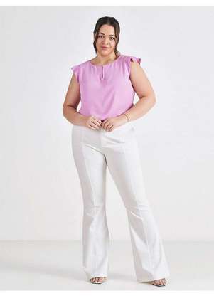 Principessa - Calça Flare de Alfaiataria Off White com Recortes Rebeca - PRINCIPESSA