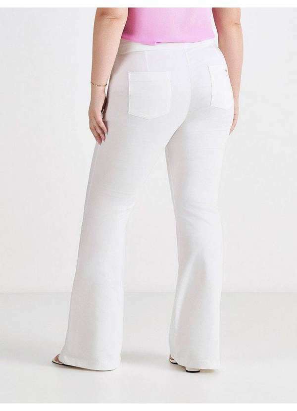 Principessa - Calça Flare de Alfaiataria Off White com Recortes Rebeca