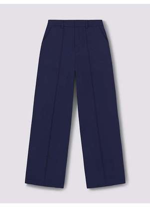 Principessa - Calça Wide Leg de Alfaiataria com Nervura Marinho Cleonice - PRINCIPESSA