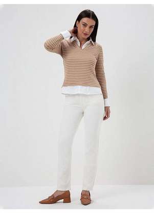 Principessa - Calça Reta Slim Jeans Off White Sol - PRINCIPESSA