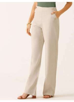 Principessa - Calça Wide Leg de Linho com Botões de Resina Melissa - PRINCIPESSA