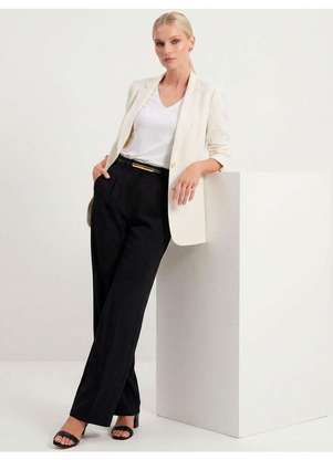 Principessa - Calça Wide Leg Preta de Alfaiataria Timotea - PRINCIPESSA