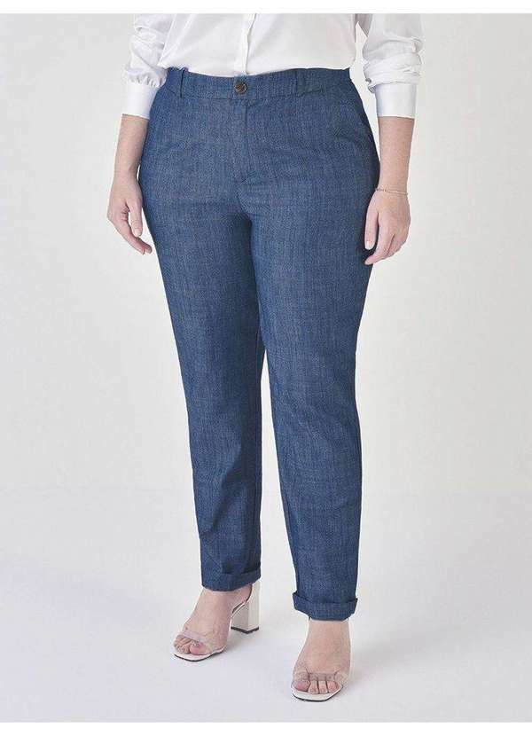 Principessa - Calça Feminina Reta Slim Alfaiataria Jeans Marion