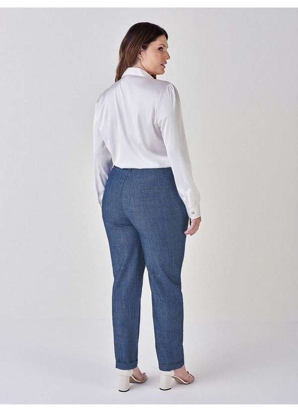 Principessa - Calça Feminina Reta Slim Alfaiataria Jeans Marion